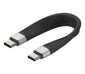 Techly ICOC-USBC-FL-U4 schwarz / Kabel / USB-C - USB-C / USB4 Gen 2x2 / 40 Gbit/s / PD 1000 W / 0,124 m