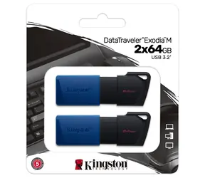Kingston DataTraveler Exodia M 64 GB blau-schwarz / USB-Stick / USB-A 3.2 Gen 1 / 2 Stück pro Packung