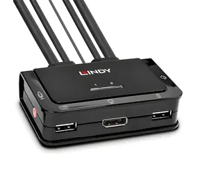 Lindy 42344 / KVM-Switch / 2 Ports / DisplayPort 1.2 / USB 2.0 / Audio / 4K 60Hz