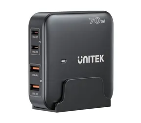 Unitek P1228ABK01- EU schwarz / Ladegerät / GaN / 70W / 2x USB-C / 2x USB-A