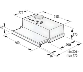 Gorenje TH62E3X Edelstahl / Dunstabzugshaube / 60 cm / Ausziehbar / Energieeffizienzklasse C / 67 dB