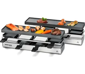 Rommelsbacher Fun für 4 + 4 RC 1600 Silber / Raclettegrill / 1590 W / 2x4 Pfannen
