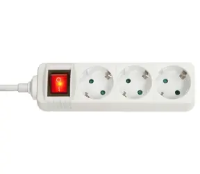 Lindy White / Verlängerungskabel / 3 Schuko-Steckdosen / Ein-/Ausschalter / 3500 W