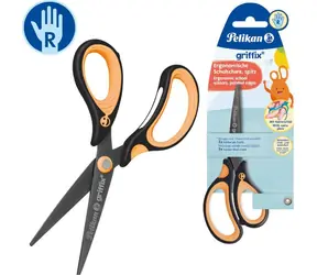 Pelikan Griffix Kinderschere NeonSchwarz / Spitz / Rechtshänder / Ergonomischer Griff