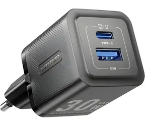 Vention GaN-Ladegerät 1x USB-C + 1x USB-A / Ladegerät / PD 30W
