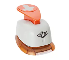 WEDO Locher mit Kreuzmotiv, grau-orange / große Ausführung