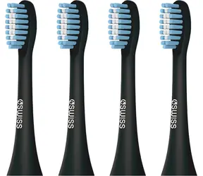 4Swiss Sensitive Clean schwarz / Ersatz-Zahnbürstenköpfe / 4 Stück