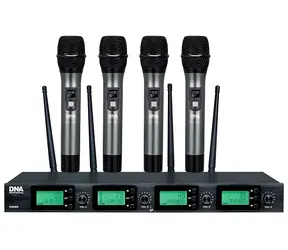 DNR RV-4 schwarz / Drahtloses Mikrofonset / UHF-Empfänger / 4X Mikrofone / Signal-Rausch-Verhältnis >96 dB