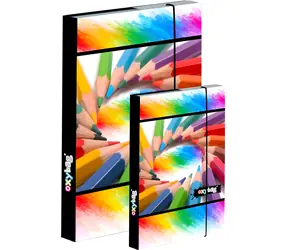OXYBAG Box für Notizbücher (A4+A5) und Buntstifte / Box für Notizbücher / laminiert / mit Gummibandverschluss