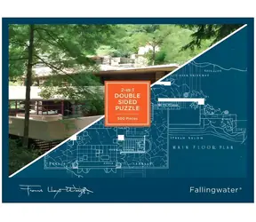 Galison Doppelseitiges Puzzle Frank Lloyd Wright Fallingwater / 500 Teile / 61 × 46 cm