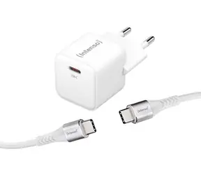 INTENSO W30C GaN weiß / Ladegerät / USB-C / PD 3.0, QC 4.0 / 30 W / inkl. 1,5 m USB-C-Kabel