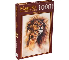 MAGNOLIA Puzzle Löwe und Junges / 1000 Teile / 48 x 68 cm