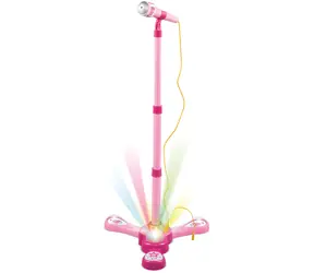 TEDDIES Karaoke-Mikrofon mit Ständer, pink / 12 Lieder / LED-Effekte / ab 3 Jahren