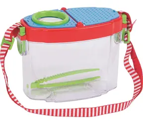 GOKI Kinder-Beobachtungsbox mit Lupe und Pinzette / Beobachtungsbox / Mit Schultergurt / 14,5 x 10 x 6,5 cm