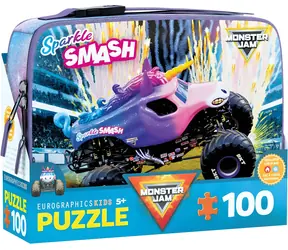 EUROGRAPHICS Puzzle Sparkle Smash Monster Jam in einer Snackbox / 100 Teile / 48 x 33 cm