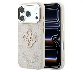 Guess PU 4G Resin Metal Logo für iPhone 18 Pro Max pink / Rückseite / Kunstleder / Logo