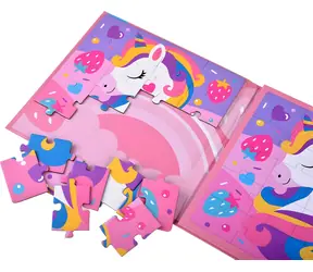 COLOR DAY Puzzle Welt der Einhörner / Magnetpuzzle / 2x20 Teile / 17x17 cm