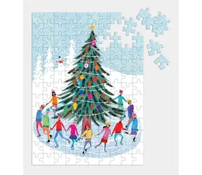 Galison Puzzle Schlittschuhlaufen um den Weihnachtsbaum / 130 Teile