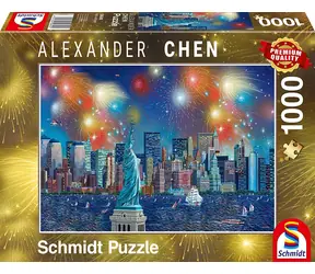 Schmidt Puzzle Freiheitsstatue mit Feuerwerk / 1000 Teile / ab 12 Jahren