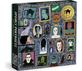 Galison Metallisches Quadratpuzzle „Gruselige Porträts“ / 500 Teile / 50,8 × 50,8 cm