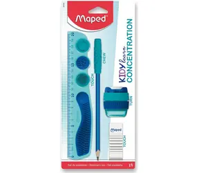 Maped Kidy Lern-Konzentrationsset / Schulmaterialset / 4-teilig / Lineal, Radiergummi, Anspitzer, Bleistift