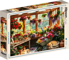 ALIPSON Puzzle „Ruhe im Gewächshaus“ / 1000 Teile / 69 x 47,8 cm