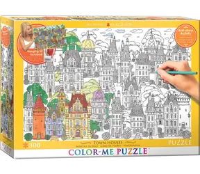 EUROGRAPHICS Puzzle „Häuser in der Stadt“ zum Ausmalen / 300 Teile / inkl. Aufhängeset
