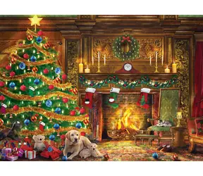 EUROGRAPHICS Puzzle Labradore am Weihnachtsbaum / 1000 Teile / 67,63 x 48,89 cm