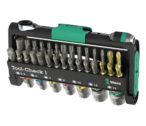 Wera Tool-Check 1 Werkzeugset / 38-teilig / Bits, Ratschen und Steckschlüssel / Klapphalter