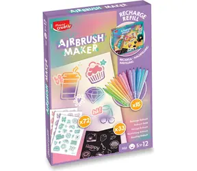 Maped Airbrush Maker Nachfüllpackung / Kreativset / 15 Color'Peps Jungle Marker / 5 Schablonen / 3 Sticker-Sets