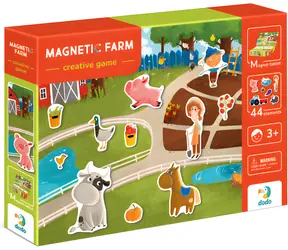 DODO Magnetisches Spiel Bauernhof / Magnete / 44 Teile / Tragbares Spielbrett