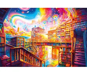 MAGNOLIA Puzzle Stadt der Bücher / 1000 Teile / 68 x 48 cm