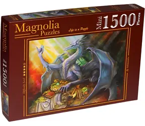 MAGNOLIA Puzzle Blauer Drache mit Schatz / 1000 Teile / 68 x 48 cm