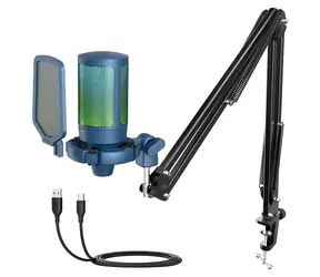 FIFINE AmpliGame A6T RGB blau / Gaming-Mikrofon / USB / Kondensator / Touch-Stummschaltung