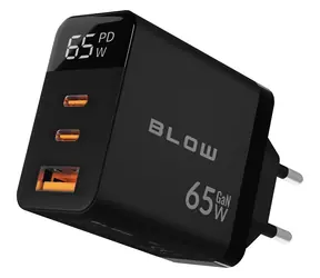 Blow 65W LCD schwarz / Wandladegerät / 2x USB-C / PD 65W / Wattmeter-Anzeige