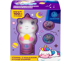 ASTRA Einhorn-Stempelset / Stempel für Kinder / 100 Aufkleber / Ideenbuch