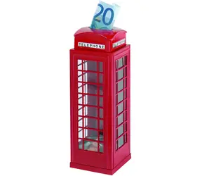 GOKI Spardose aus Blech, Telefonzellen-Design / Spardose / Metall / 6,2 × 6,2 × 18 cm