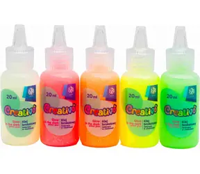 ASTRA CREATIVO Leuchtfarben für Gelsticker 5x20 ml / 5 Farben / Leuchtet im Dunkeln