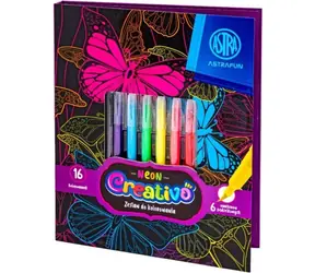 ASTRA CREATIVO Malset Neon-Tiere / Malbuch / 6 Neonfarben / 16 Bilder