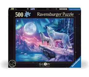 Ravensburger Leuchtpuzzle „Heulende Wölfe in der Dämmerung“ / 500 Teile / 49 × 36 cm