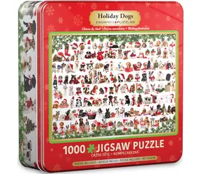 EUROGRAPHICS Puzzle in der Metalldose: Weihnachtshunde / 1000 Teile / 67,6 × 48,9 cm
