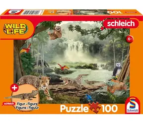 Schmidt Puzzle Schleich Im Regenwald / 100 Teile + Schleich Figur / 36,1 x 24,3 cm