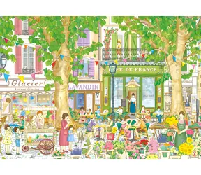 MAGNOLIA Puzzle Französisches Café / 1000 Teile / 68 x 48 cm