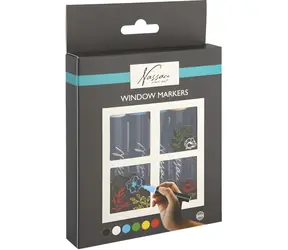 GRAFIX Kreidemarker für Fenster / Marker / 6er-Set Farben / doppelseitige Spitze 3-5 mm / abwischbar