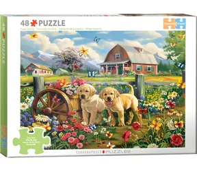 EUROGRAPHICS Puzzle-Verbindungsstücke: Welpen im Frühling / 48 Teile / große Teile