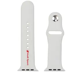 Audi Sport Silikonarmband mit rotem Logo für Apple Watch 44/45/46/49 mm, weiß / Armband / Silikon