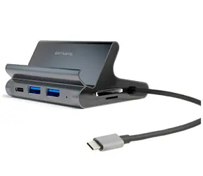 4smarts HUB 7-in-1 grau / USB-C-Hub mit Standfuß / 7 Anschlüsse / HDMI 4K / USB-C PD 100W / DeX-Modus