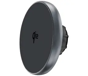 4smarts Bildschirmhalterung Qi2 grau / Magnetische Monitorhalterung / Kabelloses Laden Qi2 15W / MagSafe / 360° drehbar