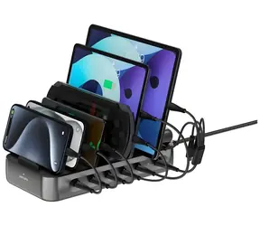 4smarts Team 100W schwarz / Ladestation / 5x USB-C / 1x USB-A / Kabelset