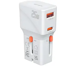 4smarts Nomad Pocket 25W weiß / Reiseadapter / USB-C / USB-A / PD / QC / 25W